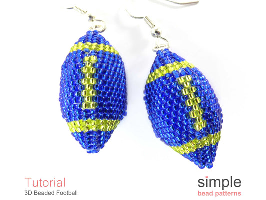3D Beaded Football Earrings, Necklace, Keychain, & Ornament Pattern