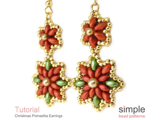 Christmas Poinsettia Earrings Beading Pattern