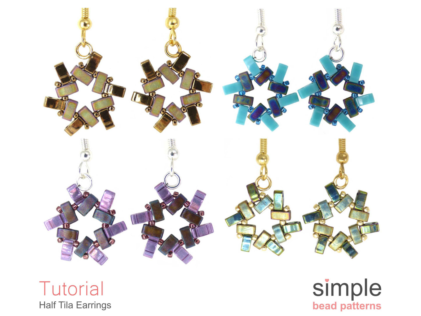 Half Tila Earrings Beading Pattern