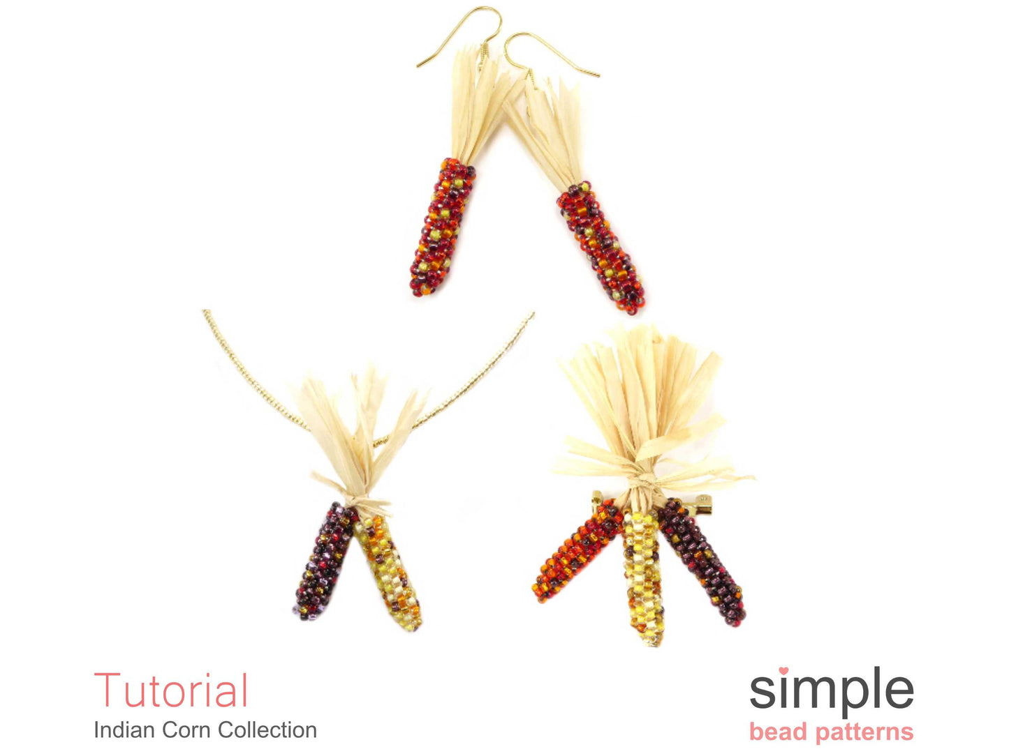 Indian Corn Earrings, Necklace, & Brooch Beading Pattern