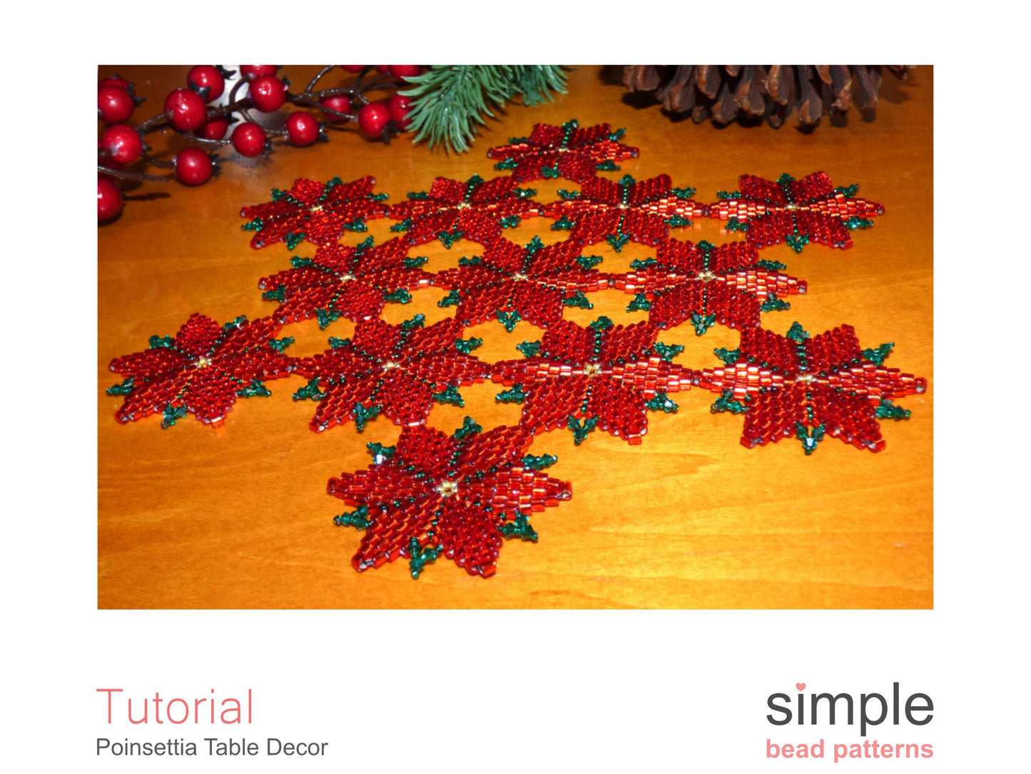 Poinsettia Table Decor Beading Pattern