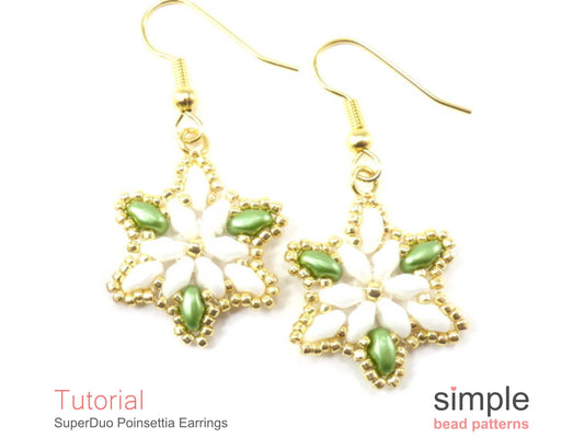 SuperDuo Poinsettia Earrings Beading Pattern