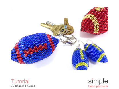 3D Beaded Football Earrings, Necklace, Keychain, & Ornament Pattern