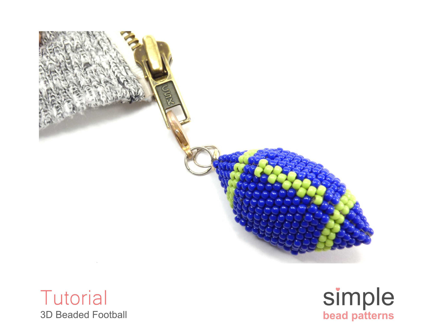 3D Beaded Football Earrings, Necklace, Keychain, & Ornament Pattern