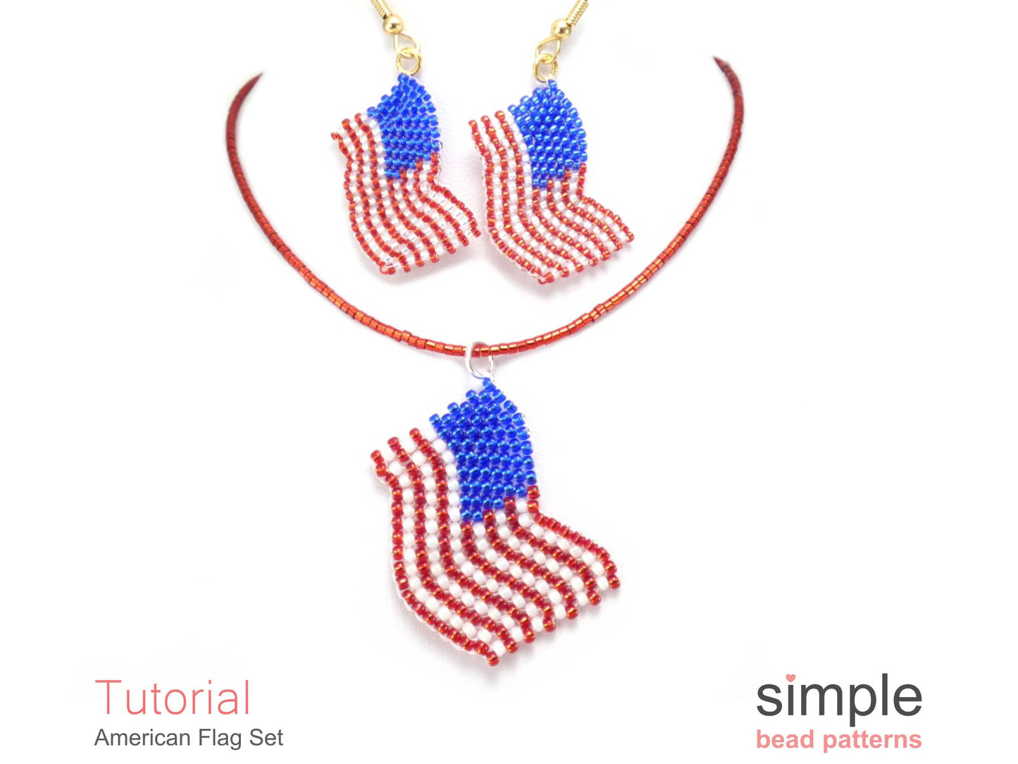 American Flag Earrings & Necklace Beading Pattern