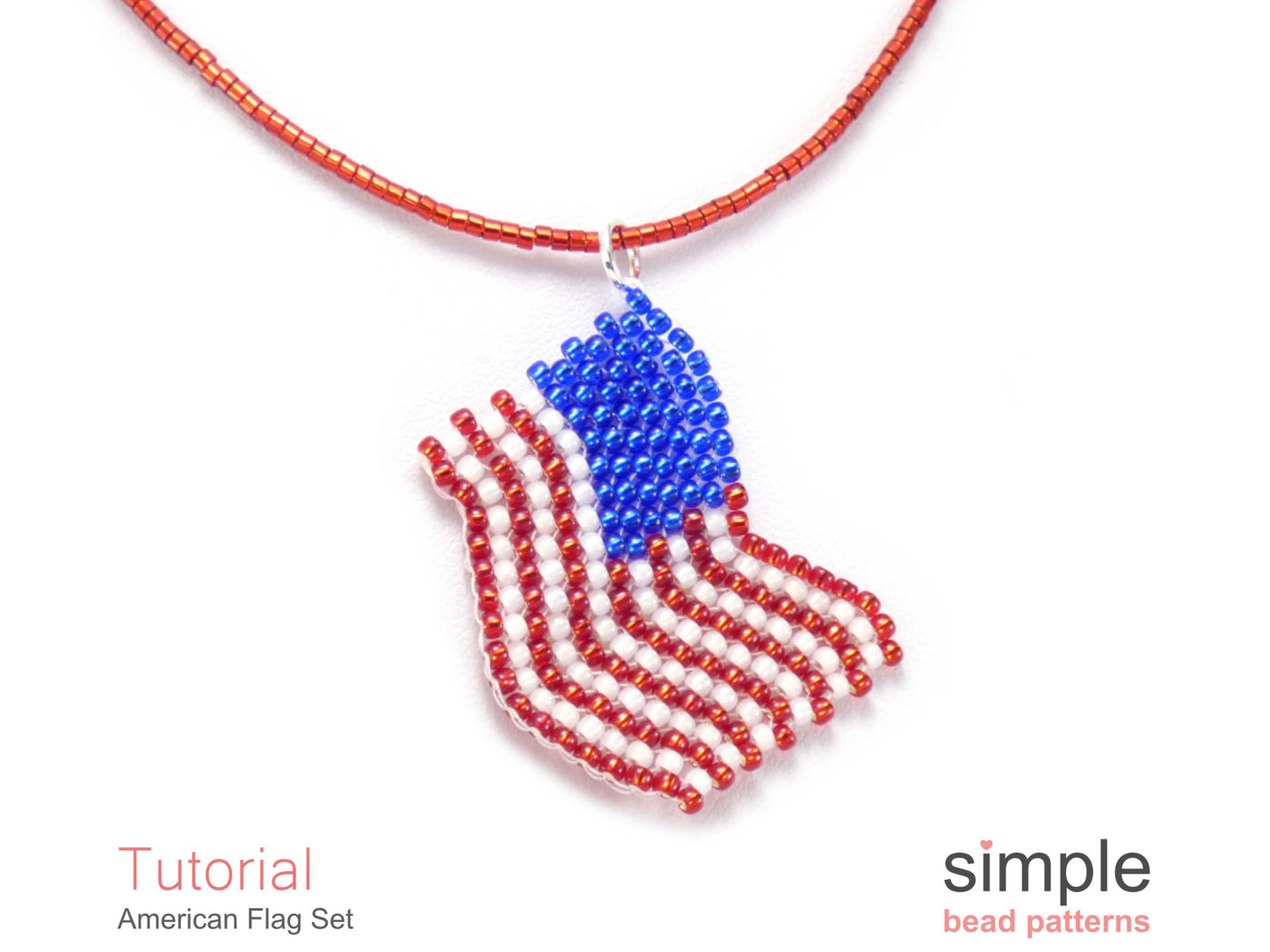 American Flag Earrings & Necklace Beading Pattern