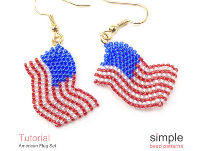 American Flag Earrings & Necklace Beading Pattern