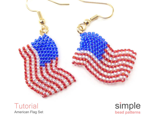 American Flag Earrings & Necklace Beading Pattern