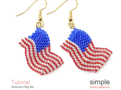 American Flag Earrings & Necklace Beading Pattern