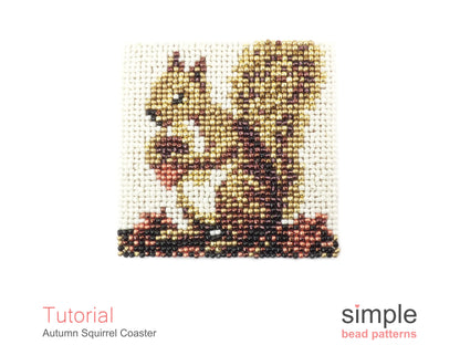Autumn Squirrel Coaster Beading Pattern