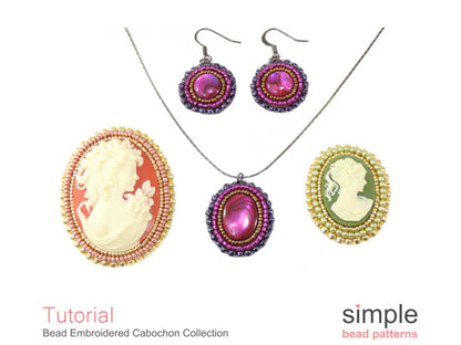 Bead Embroidered Cabochon Pattern