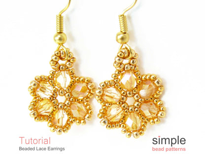 Beaded Lace Flower Earrings Pattern