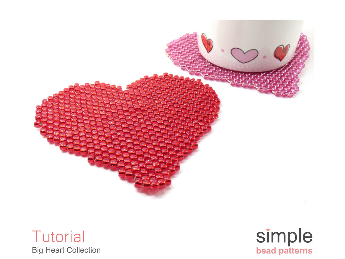 Big Heart Necklace, Brooch, & Coaster Beading Pattern