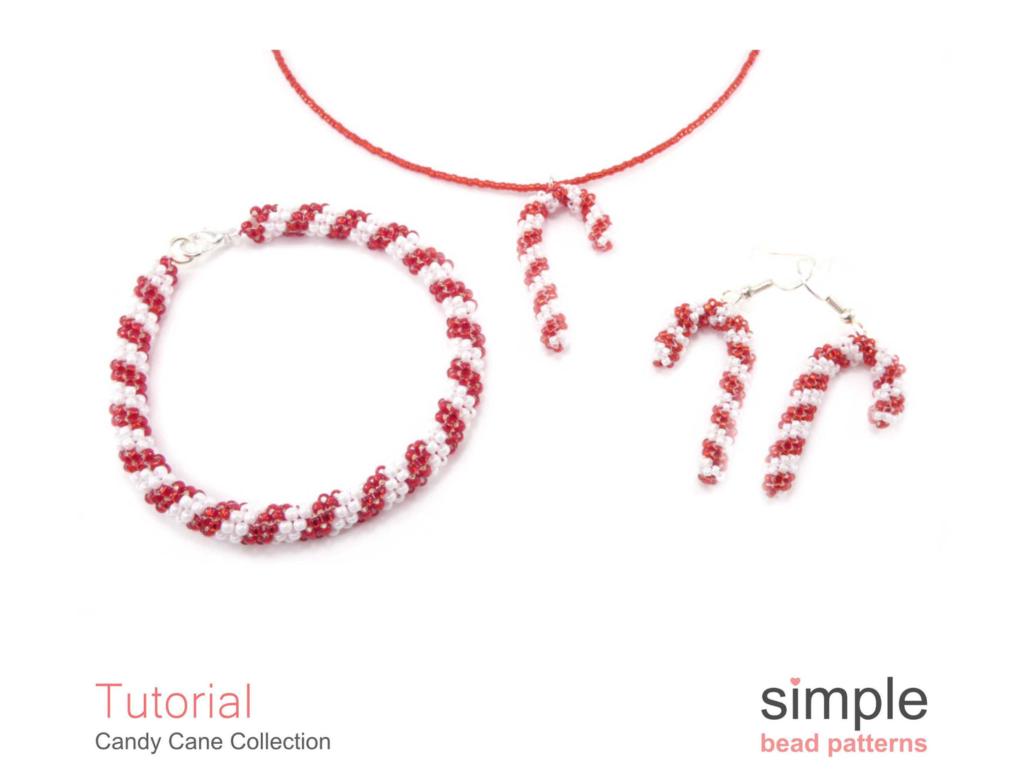 Candy Cane Earrings, Necklace & Bracelet Pattern