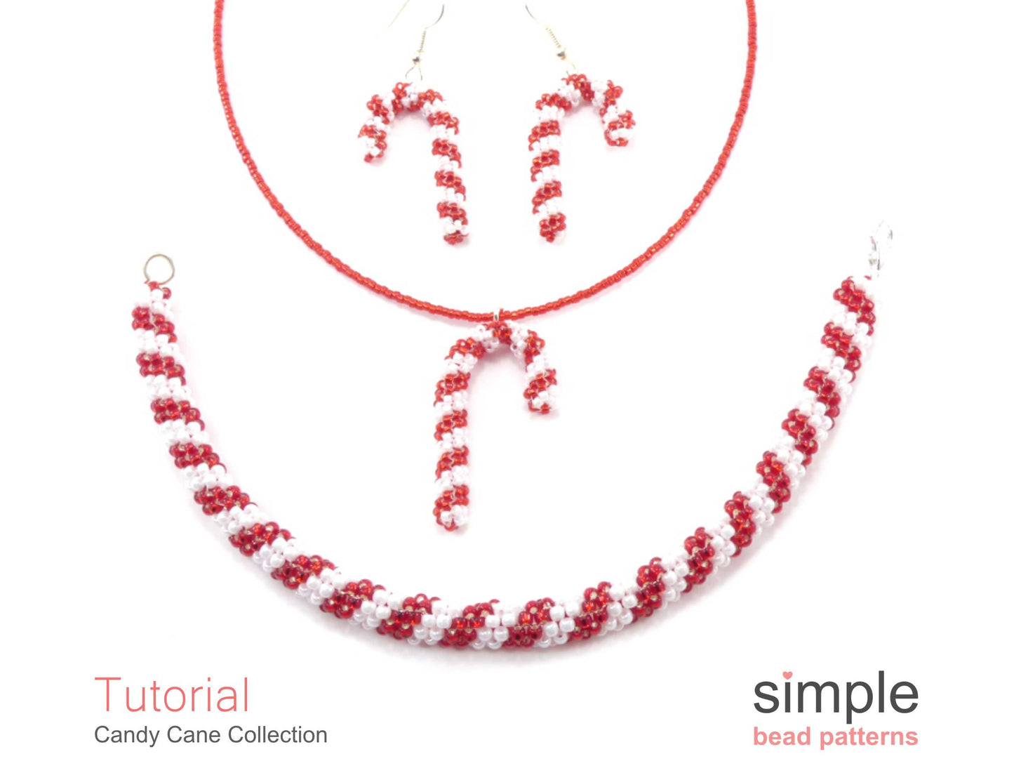 Candy Cane Earrings, Necklace & Bracelet Pattern