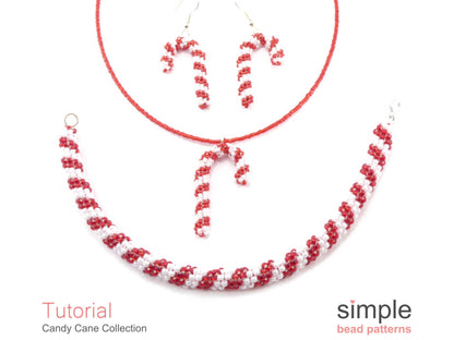 Candy Cane Earrings, Necklace & Bracelet Pattern
