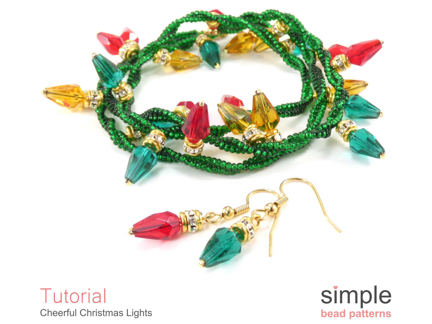 Cheerful Christmas Light Earrings, Bracelet & Necklace Pattern