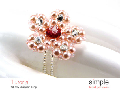 Cherry Blossom Stretch Ring Beading Pattern