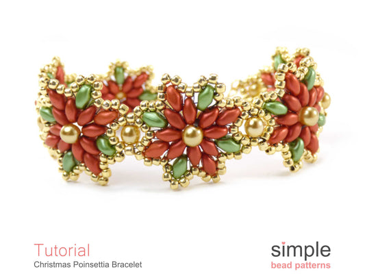 Christmas Poinsettia Bracelet Beading Pattern