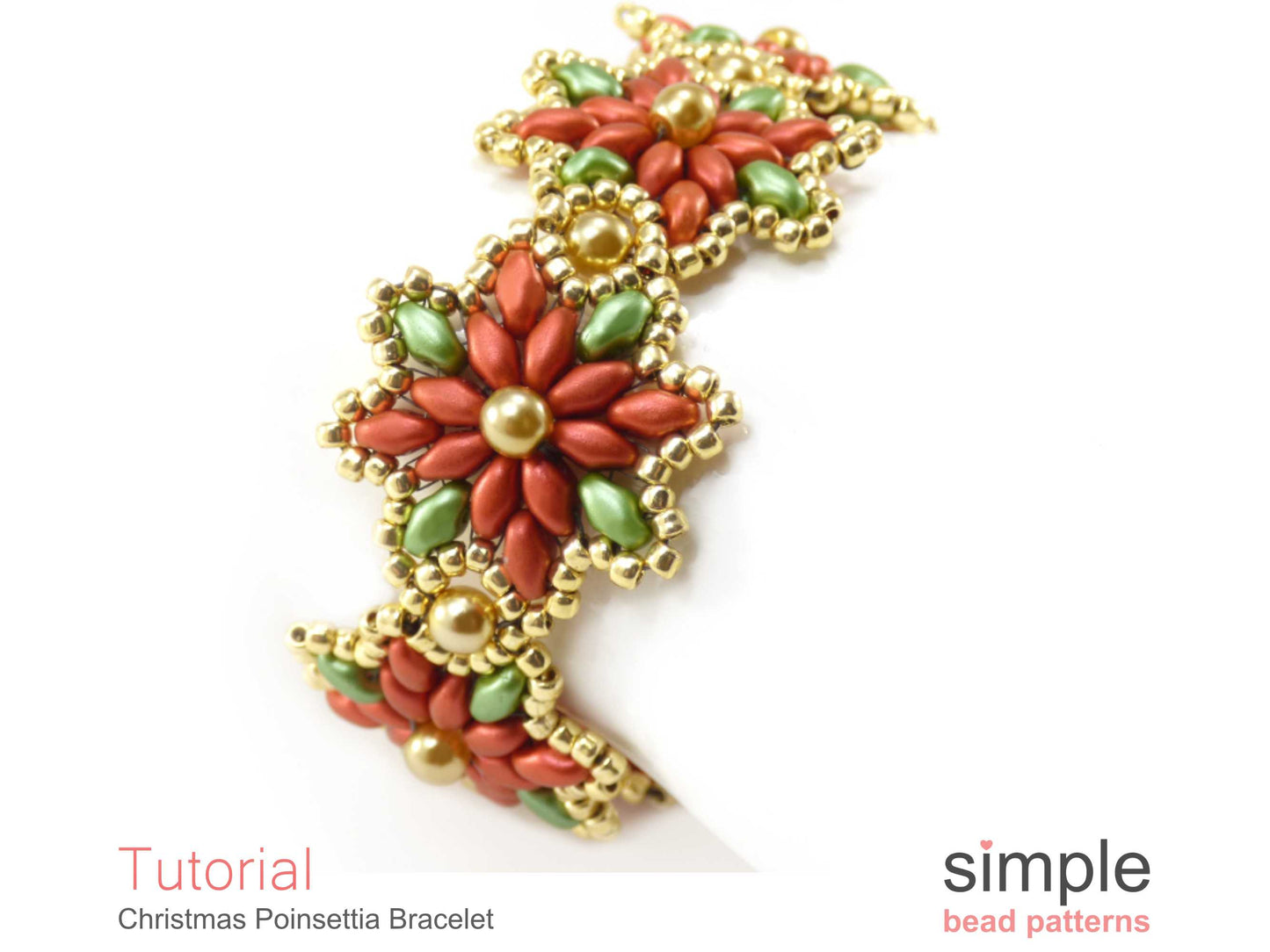 Christmas Poinsettia Bracelet Beading Pattern