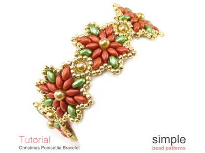 Christmas Poinsettia Bracelet Beading Pattern