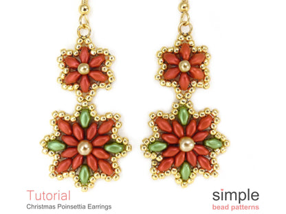 Christmas Poinsettia Earrings Beading Pattern