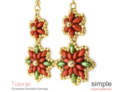 Christmas Poinsettia Earrings Beading Pattern