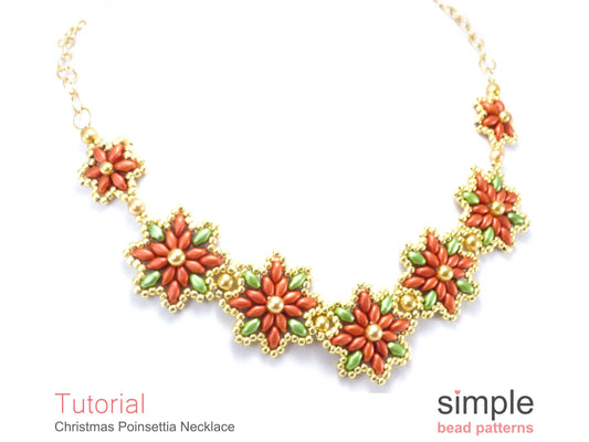Christmas Poinsettia Necklace Beading Pattern