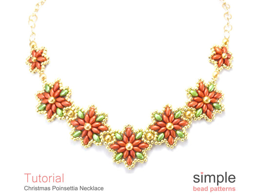 Christmas Poinsettia Necklace Beading Pattern