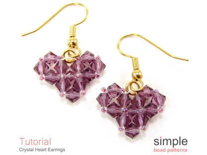 Crystal Heart Earrings Beading Pattern