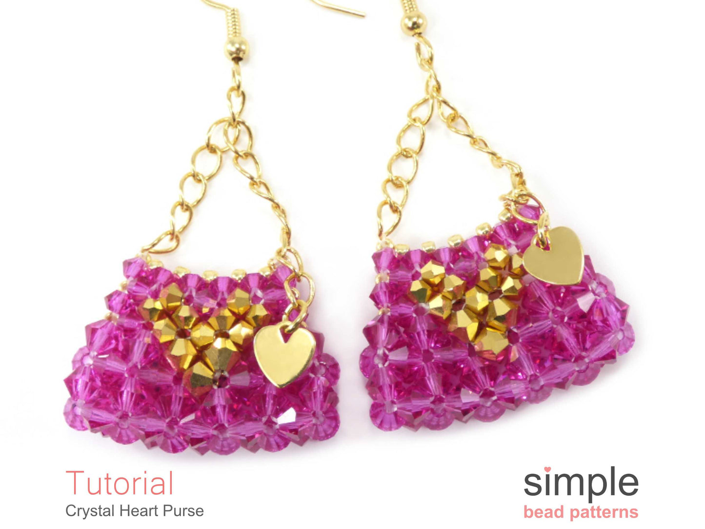 Crystal Heart Purse Earrings & Charm Beading Pattern