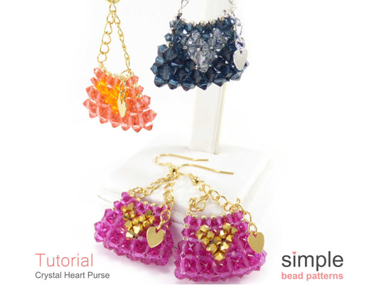 Crystal Heart Purse Earrings & Charm Beading Pattern