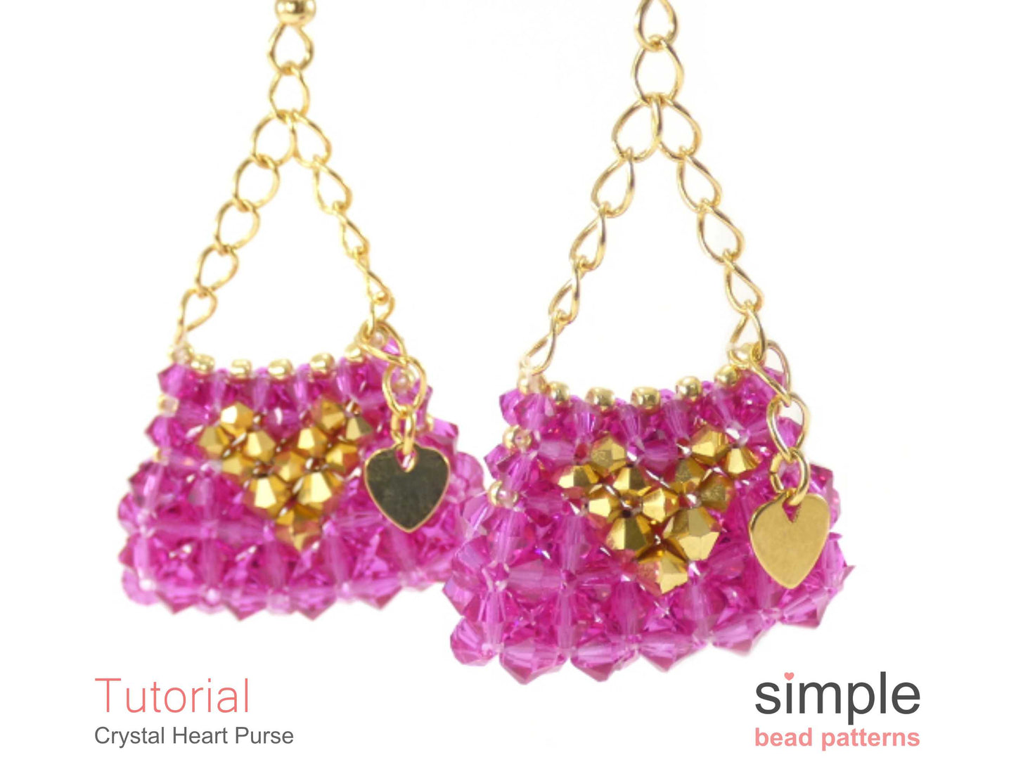 Crystal Heart Purse Earrings & Charm Beading Pattern