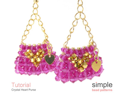 Crystal Heart Purse Earrings & Charm Beading Pattern