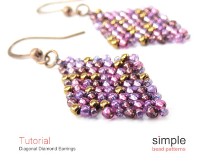 Diagonal Diamond Earrings Beading Pattern