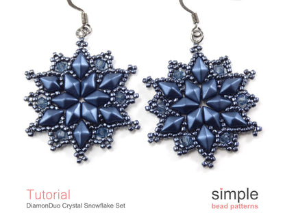 DiamonDuo Crystal Snowflake Earrings & Necklace Beading Pattern