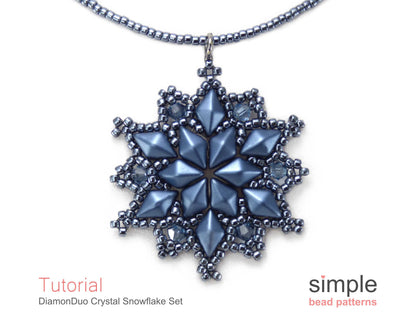 DiamonDuo Crystal Snowflake Earrings & Necklace Beading Pattern