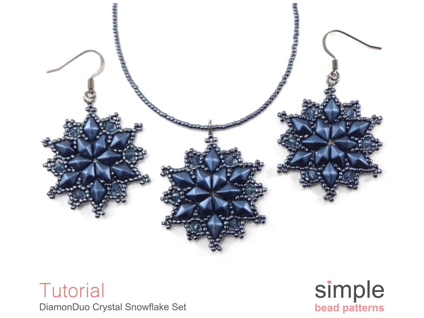 DiamonDuo Crystal Snowflake Earrings & Necklace Beading Pattern