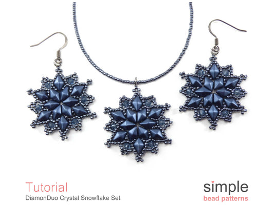 DiamonDuo Crystal Snowflake Earrings & Necklace Beading Pattern
