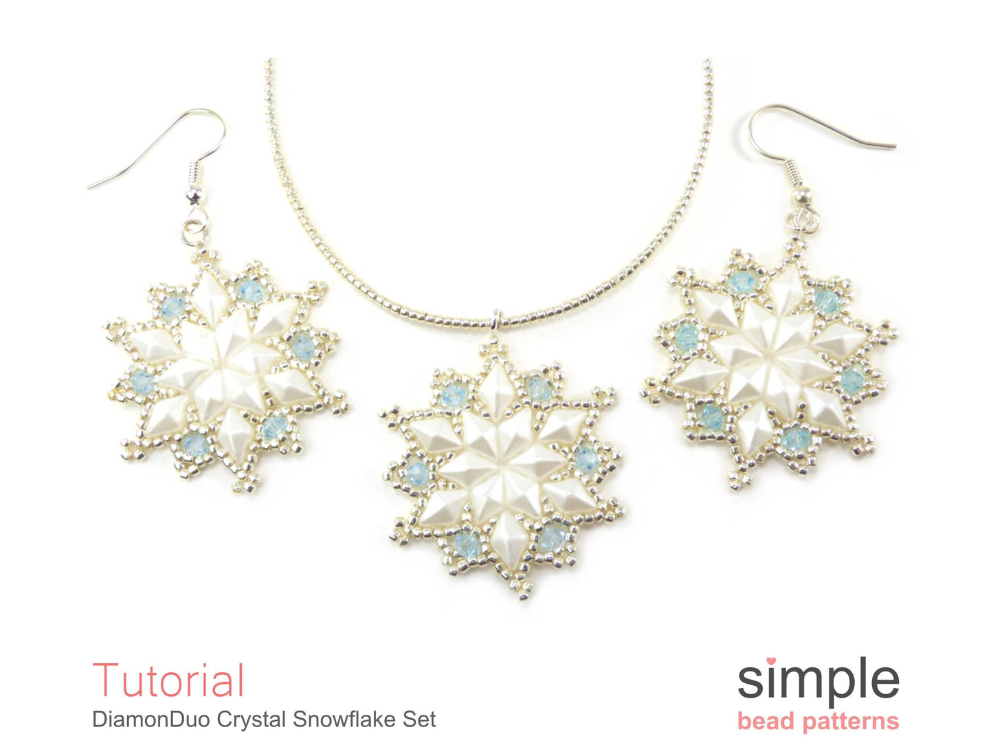 DiamonDuo Crystal Snowflake Earrings & Necklace Beading Pattern