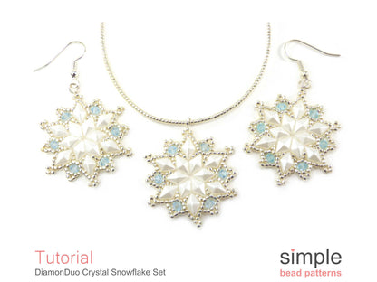 DiamonDuo Crystal Snowflake Earrings & Necklace Beading Pattern