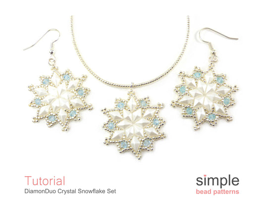 DiamonDuo Crystal Snowflake Earrings & Necklace Beading Pattern