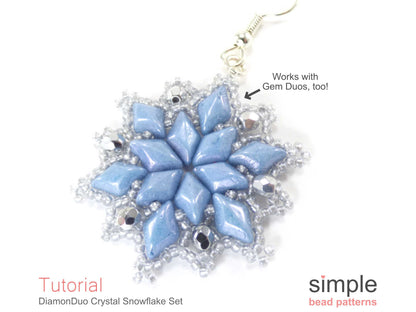 DiamonDuo Crystal Snowflake Earrings & Necklace Beading Pattern