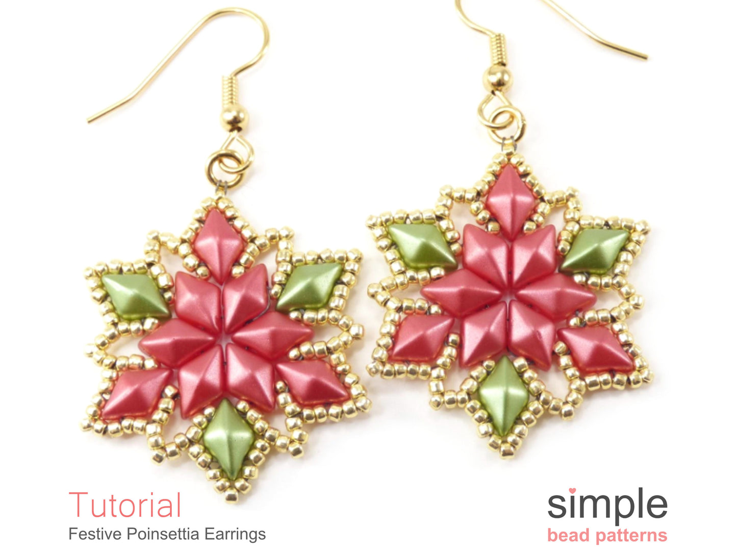 Festive Poinsettia Earrings Beading Pattern