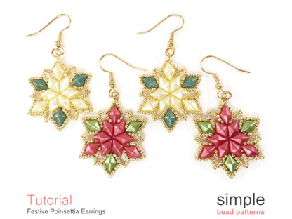 Festive Poinsettia Earrings Beading Pattern
