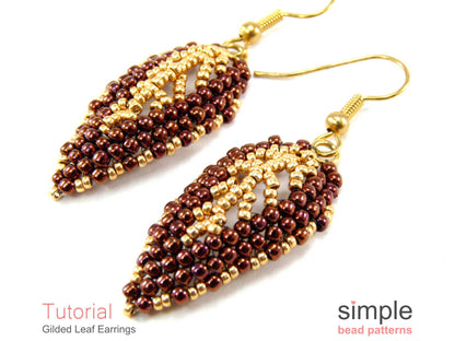 Gilded Leaf Earrings Beading Pattern
