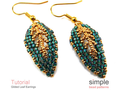 Gilded Leaf Earrings Beading Pattern