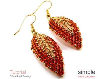 Gilded Leaf Earrings Beading Pattern