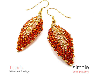 Gilded Leaf Earrings Beading Pattern