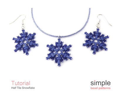 Half Tila Snowflake Earrings & Necklace Pattern
